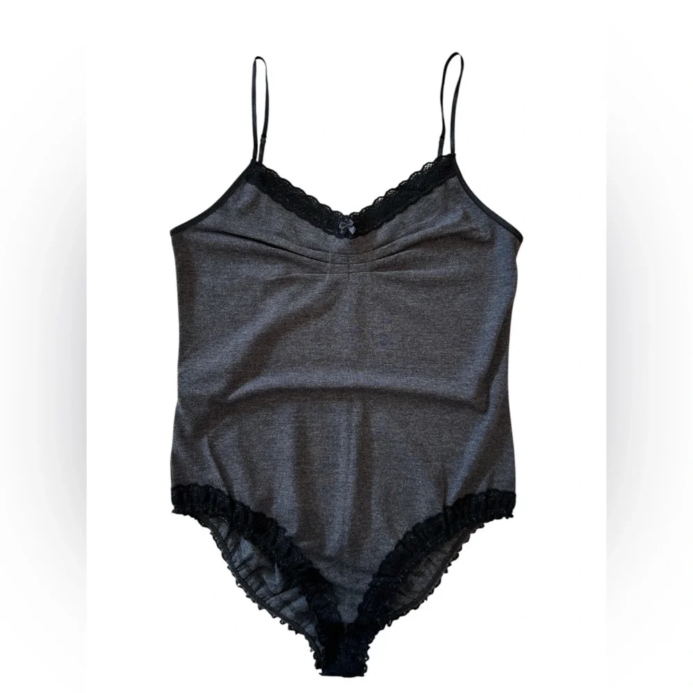 Express Black Lace Trim Bodysuit New Size Medium